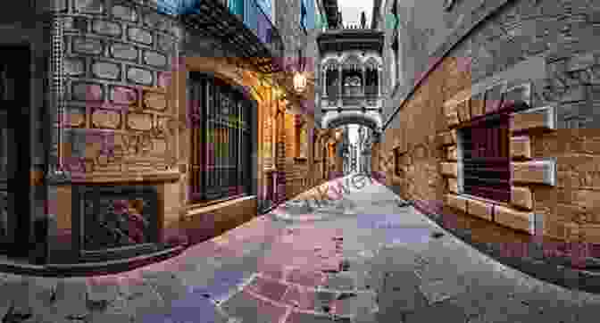 A Charming Alleyway In The Gothic Quarter Of Barcelona, Lined With Ancient Stone Buildings And Wrought Iron Balconies. Promenade Of Desire: A Barcelona Memoir