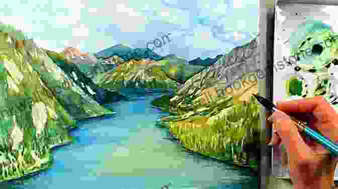 A Painting Of A Landscape With Mountains And A River, Painted With Gouache GOUACHE PAINTING MADE EASY: Beginners Tips Tricks And Technique For Painting With Gouache