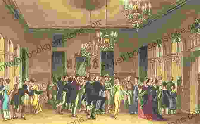 A Scene Of A Grand Ballroom In Regency England, With People Dancing And Socializing In Elegant Attire. A Scandal In Spring (The Wallflowers 4)