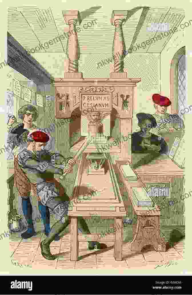 An Illustration Of A Printing Press From The 15th Century. The Printing Press As An Agent Of Change