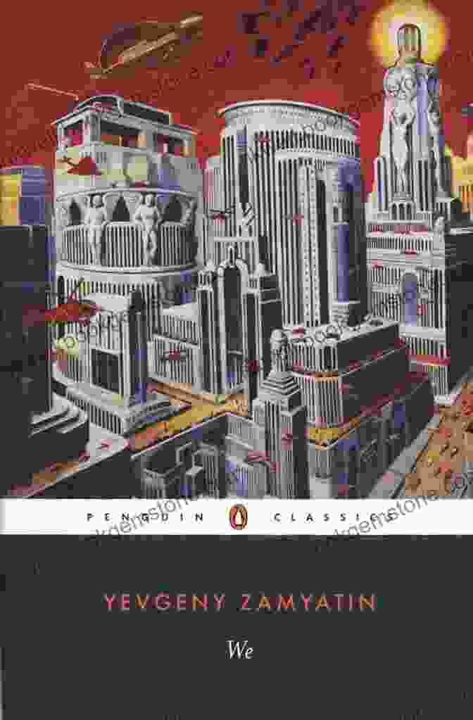 Image Of The Cover Of We By Yevgeny Zamyatin, Depicting A Circle Of Figures With A Large Magnifying Glass In The Center Best Dystopian Novels Everyone Should Read (1984 Brave New World We The Time Machine The Iron Heel)