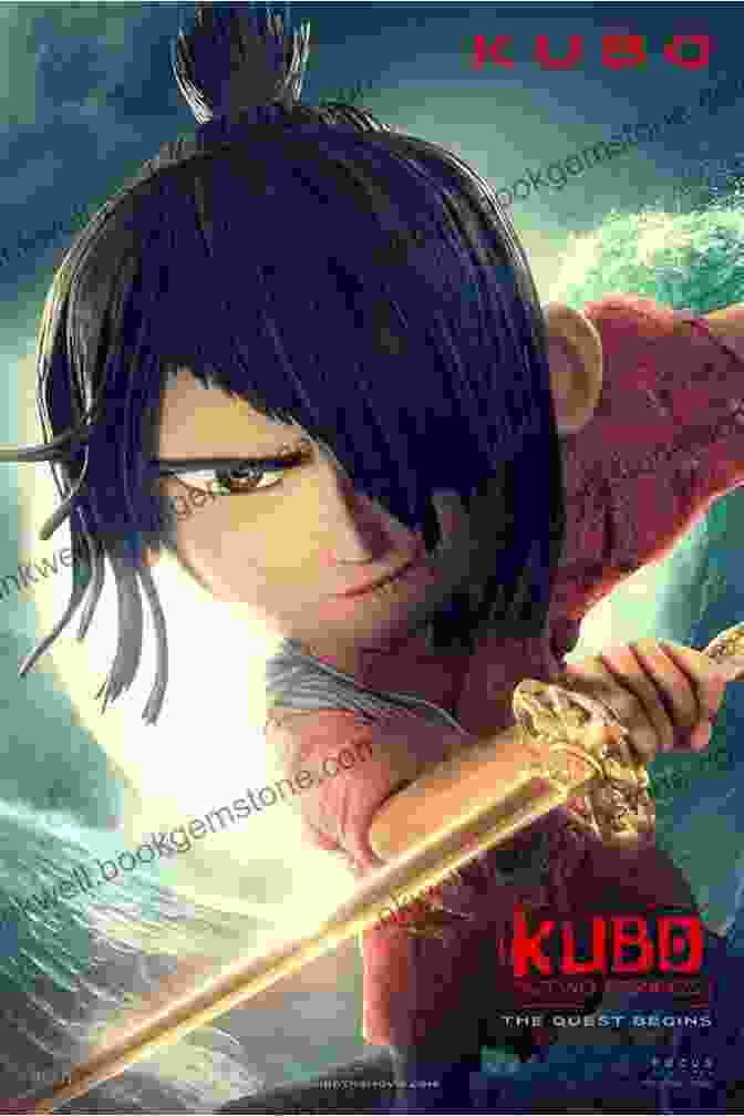 Kubo And The Two Strings Poster Featuring Kubo Standing Against A Backdrop Of Japanese Characters And Landscapes The Art Of Kubo And The Two Strings